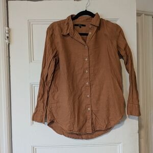 Quince Tan 100% Linen Button-Down Shirt